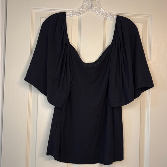 Nation LTD Jayden Flutter Sleeve Pima Cotton Blouse Tee Sz XXL - Picture 5 of 10